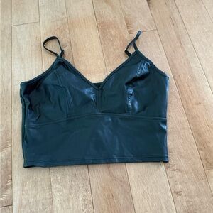 Chic Black Faux Leather Crop Top